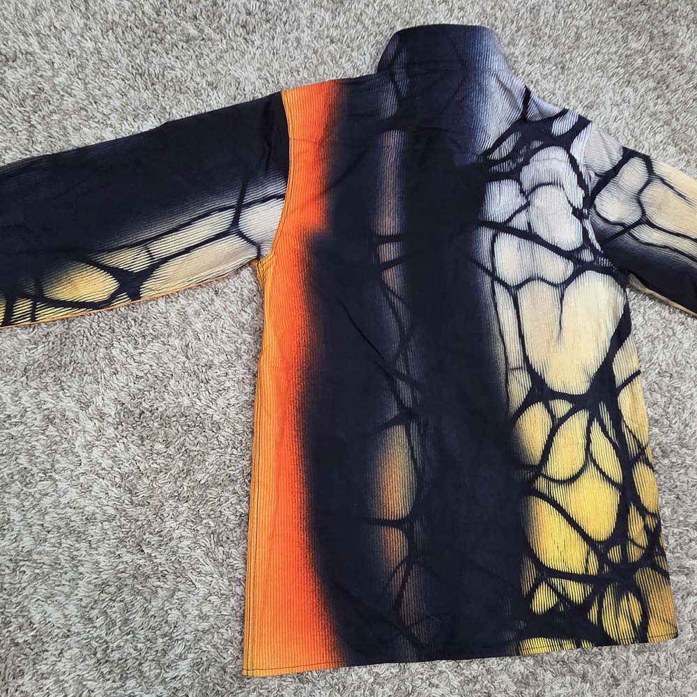 Kelly Obi Mens Button Up Shirt Abstract Butterfly Wing Artsy Workwear XL Black - Picture 6 of 6